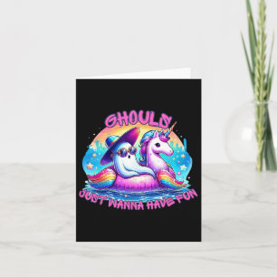 Cartão Ghouls Só Quer Divertir-Se Com O Fantasma Unicorn