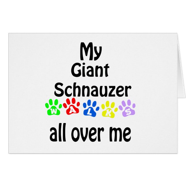 Cartão Giant Schnauzer Walks Design (Frente Horizontal)