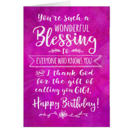Cartão Gigi Birthday, você é uma bênção