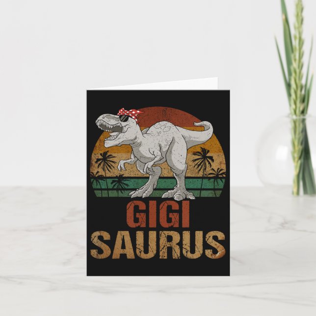 Cartão Gigisaurus T Rex Dinossauro Gigi Saurus Dia das Mã (Frente)