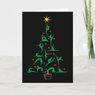 Cartão Ginástica de Natal Yoga Árvore de Natal
