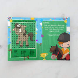 Cartão Ginger Boys Equestrian Caça Palavras Feliz Anivers