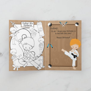 Cartão Ginger Boys Karate Coloring Page Feliz Aniversário