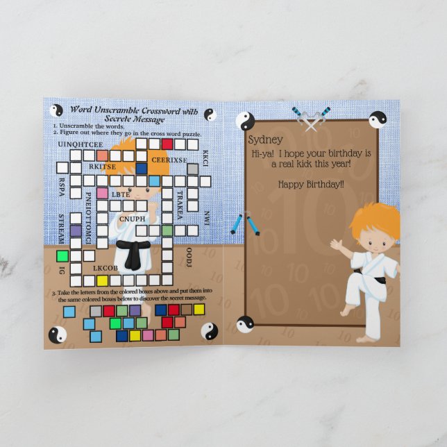 Cartão Ginger Boys Karate Secret Message Happy Birday (Interior)