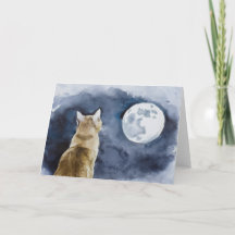 Ginger Cat e Plenamente Moon Greeting Card