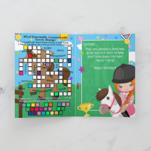 Cartão Ginger Girls - Mensagem Secreta Equestre Aniversár