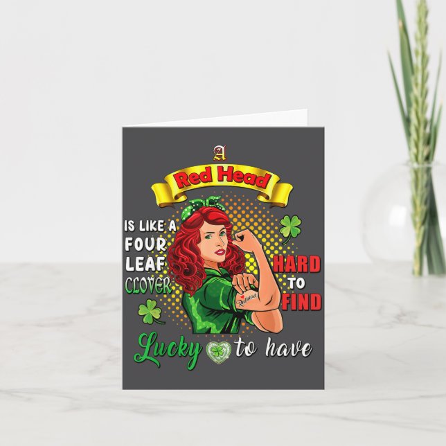 Cartão Ginger St Patrick Day Irish Women Lucky Redhead Sh (Frente)