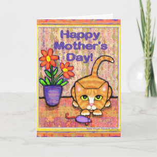 Cartão Ginger Tabby Cat Mother's Day Greeting Card