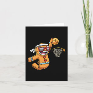 Cartão Gingerbird Man Jogando Basquete Natal