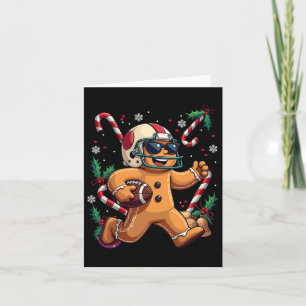 Cartão Gingerbird Man Jogando Futebol De Natal Xmas Ki