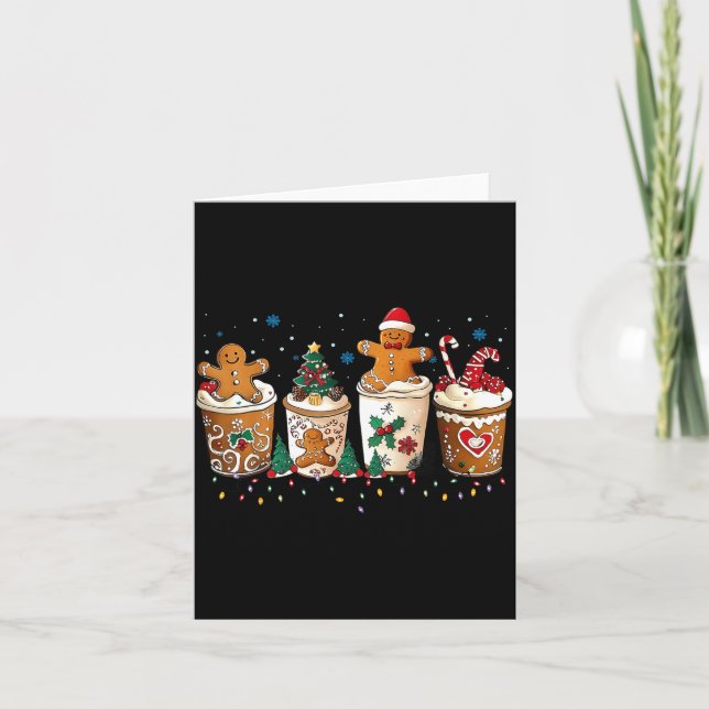 Cartão Gingerbread Christmas Coffee Cute Sweet Winter Hol (Frente)