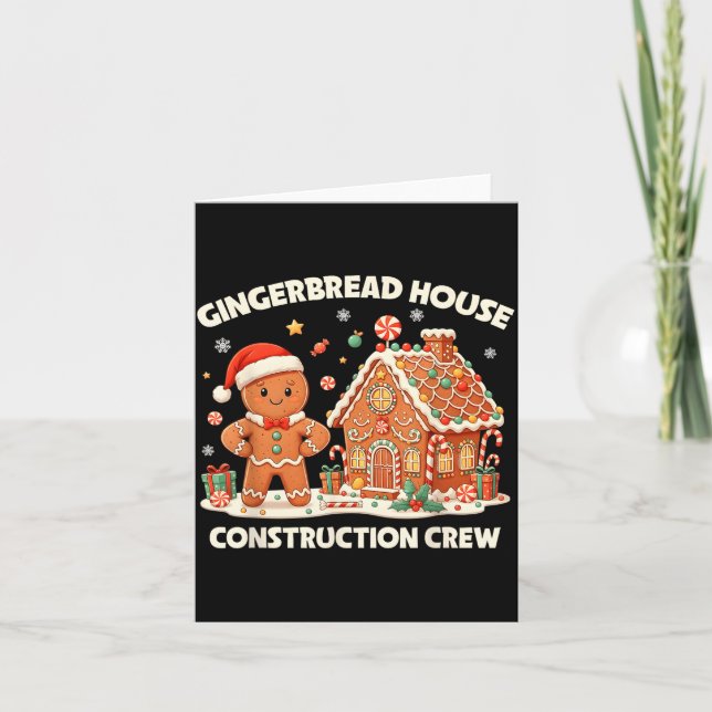 Cartão Gingerbread House Construction Crew Kids Men Women (Frente)