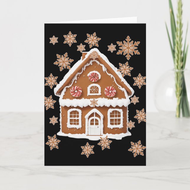 Cartão Gingerbread Houses And Snowflakes Sweet Christmas  (Frente)