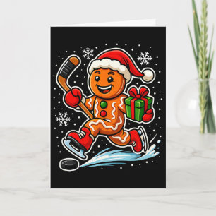 Cartão Gingerbread Jogador de Hóquei no Gelo Amante Espor