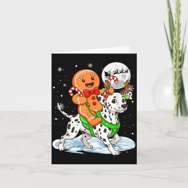 Cartão Gingerbread Ridding Dalmatian Reindeer Christmas B (Frente)