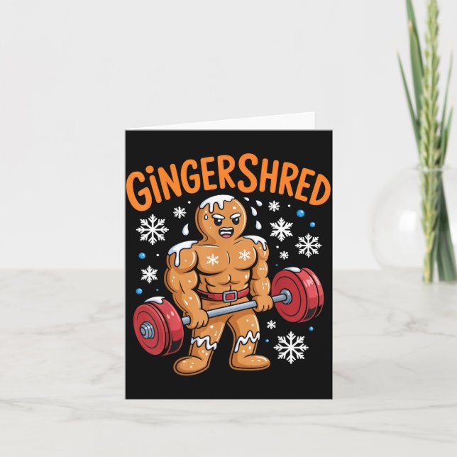 Cartão Gingershred Christmas Gym Workout Funny Gingerbrea (Frente)