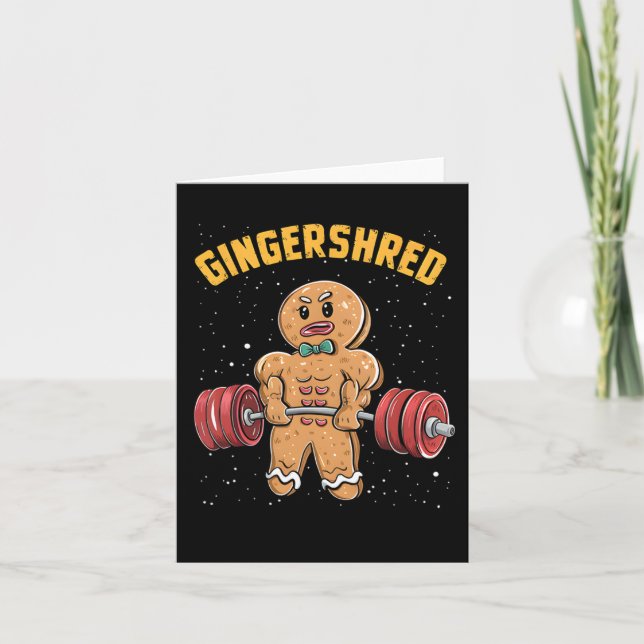 Cartão Gingershred Funny Gingerbird Man Gym (Frente)