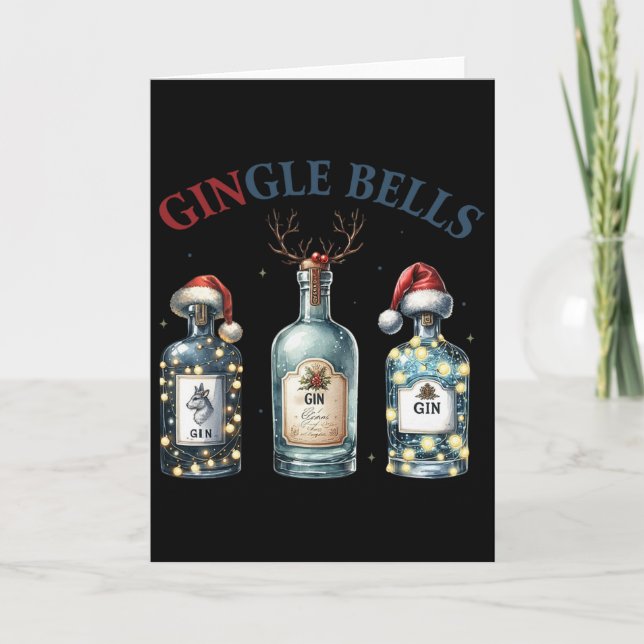 Cartão Gingle Bells Funny Gin Gin Bells Christmas Tree Me (Frente)