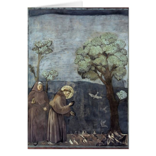 Cartão Giotto: St Francis que Preaching aos pássaros (Frente)