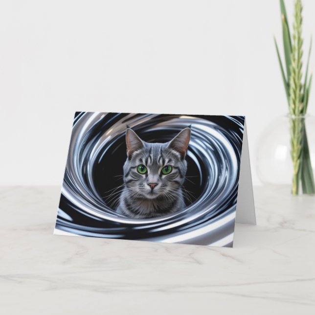 Cartão Gira Cute Tabby Cinza (Frente)