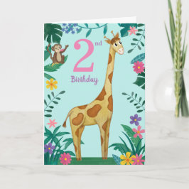 Cartão Girafa 2º Aniversário Menina