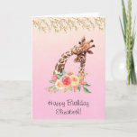 Cartão Girafa Cólida, Cód. Água, Mãe e Bebê, Aniversário<br><div class="desc">Feliz cartão de aniversário com um desenho bonito em aquarelas de uma mãe e de uma girafa bebê. A girafa-mãe está descansando a cabeça em cima da girafa do bebê, adorável e adorável. buquê Bonito rosa, amarelo, verde, de flor de aquarela colocado embaixo desse par de queridos. Folhas decorativas penduram...</div>