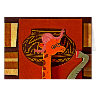 Cartão Girafa com Muffin: Um Design africano bonito