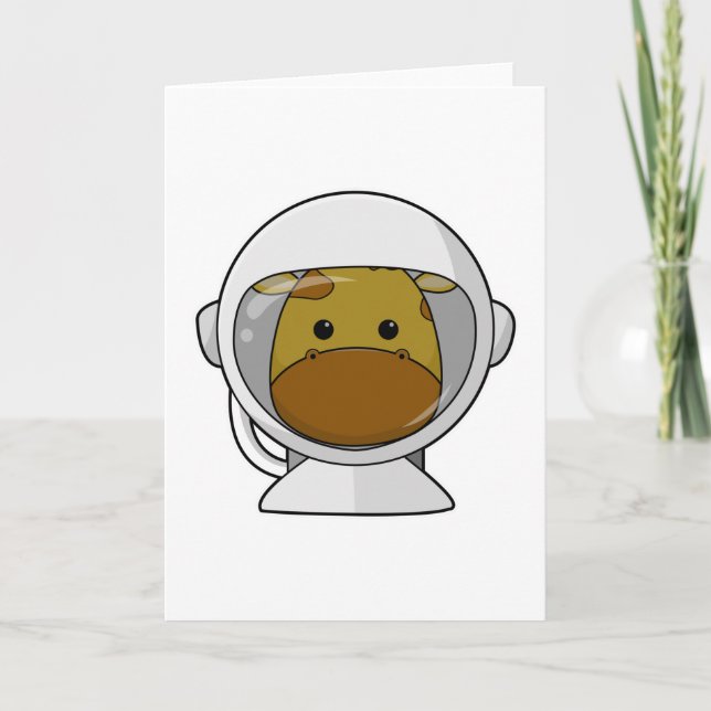Cartão Girafa como astronauta com capacete (Frente)