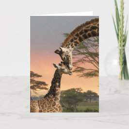 Cartão Girafa da mãe e do bebê