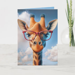 Cartão Girafa de Aniversário Com Óculos Vermelhos