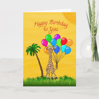 Cartão Girafa do aniversário