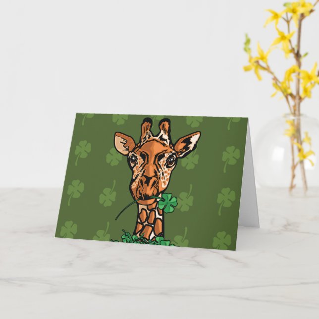 Cartão Girafa do Dia de São Patrício (Flor Amarela)