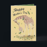 Cartão Girafa em água, Dia de as mães-mãe e filho<br><div class="desc">Um doce cartão de dia de as mães com a arte aquosa da mãe e da girafa bebê.</div>