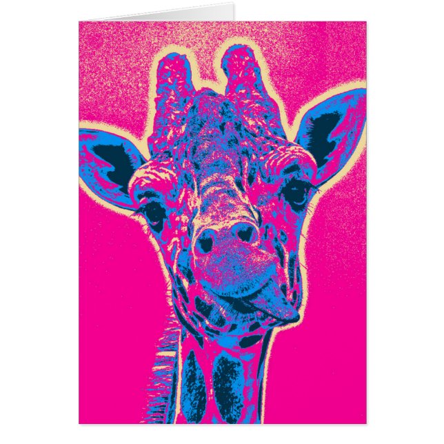 Cartão Girafa Engraçada com a Língua para Fora (Frente)