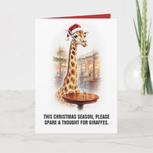 Cartão Girafa Engraçada Piada de Bebida de Natal