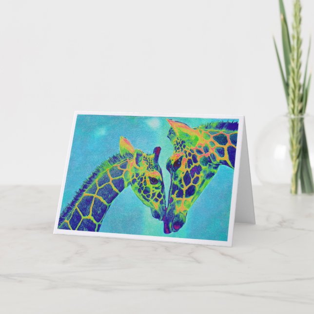 cartão girafas azul (Frente)