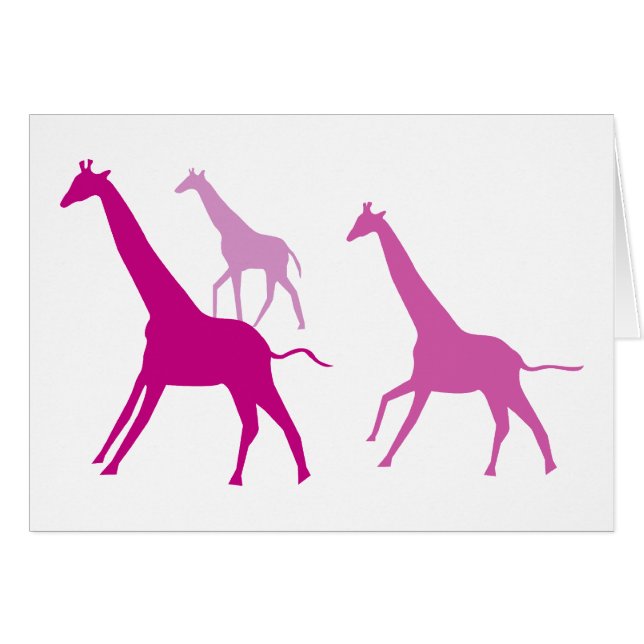 Cartão Girafas correndo (roxo) (Frente Horizontal)