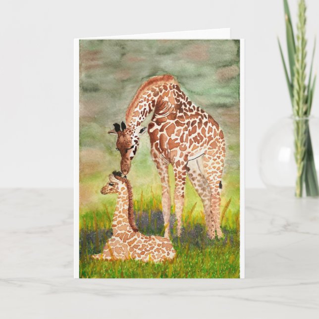 Cartão Girafas da mãe e do bebê (Frente)
