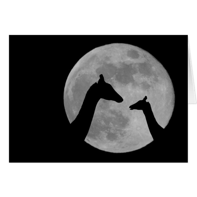 Cartão Girafas Na Noite De Fullmoon (Frente horizontal)