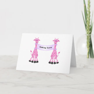 Cartão Girafas rosa chegando em breve