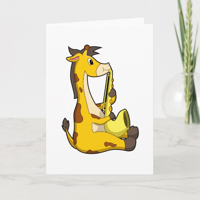 Cartão Giraffe at Music with Saxophone.PNG (Frente)