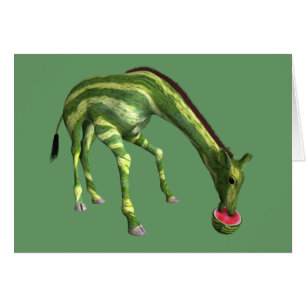 Cartão Giraffe comendo melancia