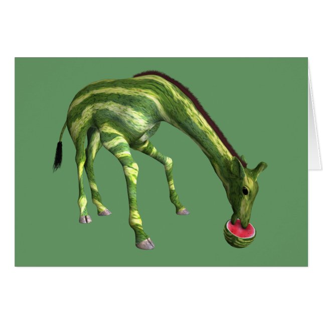 Cartão Giraffe comendo melancia (Frente Horizontal)