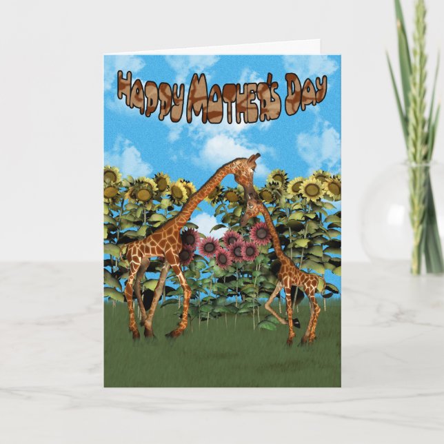 Cartão Giraffe de Dia de as mães Feliz (Frente)