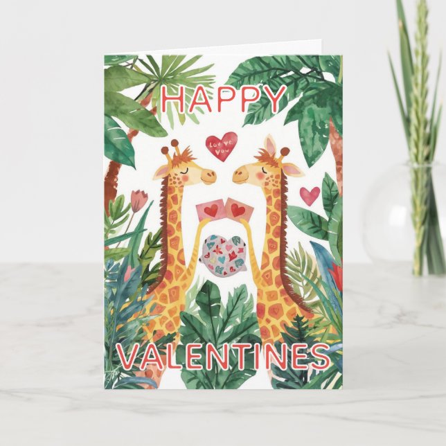 Cartão Giraffe Happy Valentines (Frente)