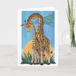 Cartão Giraffe Mama e Baby Happy Dia de as mães Card