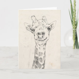 Cartão Giraffe Portrait Sketch