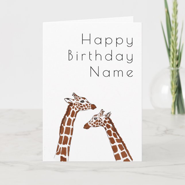 Cartão Giraffe White Art Deco Birthday (Frente)