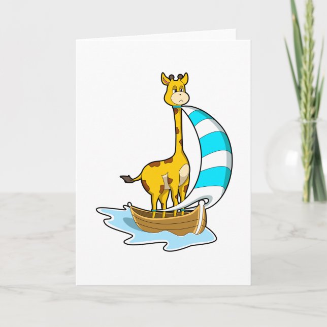 Cartão Giraffe with Sailing boat (Frente)