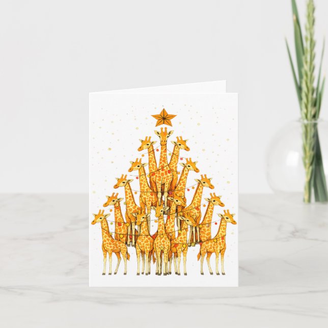 Cartão Giraffes Forming Christmas Tree Lights Star Safari (Frente)